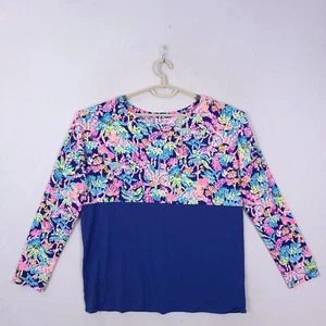Lilly Pulitzer Finn Tee top HIGH TIDE Oyster Bay Navy PARADISE Size XL - Picture 1 of 14