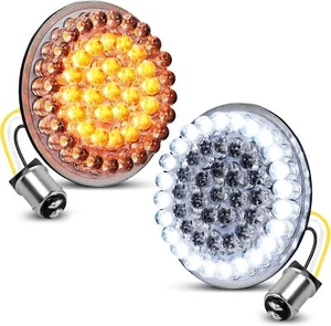 2pc 2" 1157 LED Turn Signals Amber Blinker Light For Dyna Street Glide Road King - Foto 1 di 13