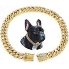 Luxus Hundehalsband Diamantkette Kubanisches Gold Strasssteine Pitbull Katze Halskette Gold