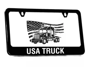 USA TRUCK License Plate Frame | Semi | Reflective White | American Made - Picture 1 of 1