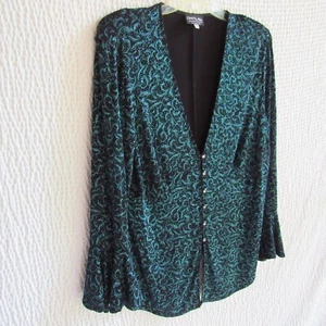 Blue Black Evening Jacket 20 Wendy Chaitin Onyx Nite Flirty Sleeves Dressy - Picture 1 of 9