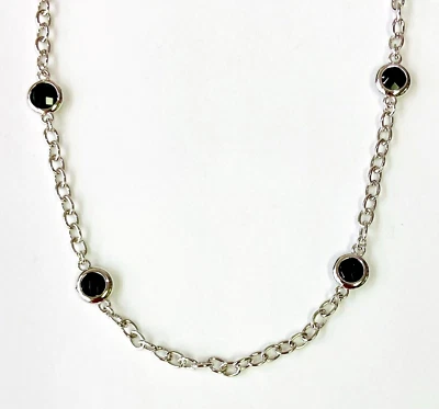 QVC Bronzo Italia Silver-tone Black Onyx Gemstone 24" Station Necklace - Image 1 of 4
