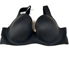 Cacique 38Dd Lightly Lined Balconette Bra Solid Black Underwire #2396