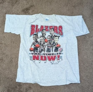 Vintage Salem Sportswear Mens L 1992 Portland Trailblazers Time is Now T-Shirt - Picture 1 of 3