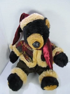 Dan Dee Natale Orsacchiotto Peluche Nero Calza Cappello Cappotto Sciarpa Pantaloni 15" - Foto 1 di 8