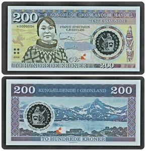 🔴GREENLAND 200 Kroner 2018 UNC Polymer Private Issue Ser H only 100 pcs ptd🔴  - Bild 1 von 6