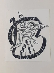 Austen St Barbe Harrison 1935 Ex Libris Cupid Bookplate by Eric Gill Navy Venice - Picture 1 of 15