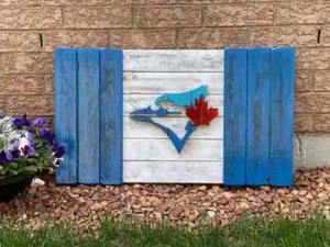 New Wooden Antique Toronto Blue Jays Flag Solid Wooden Wall Art Handmade - Picture 1 of 5