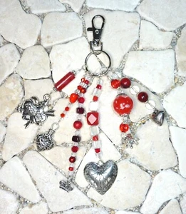 ★ DIY ★ Taschenanhänger ★ HERZ ★ rot & kristall ★ - Picture 1 of 4