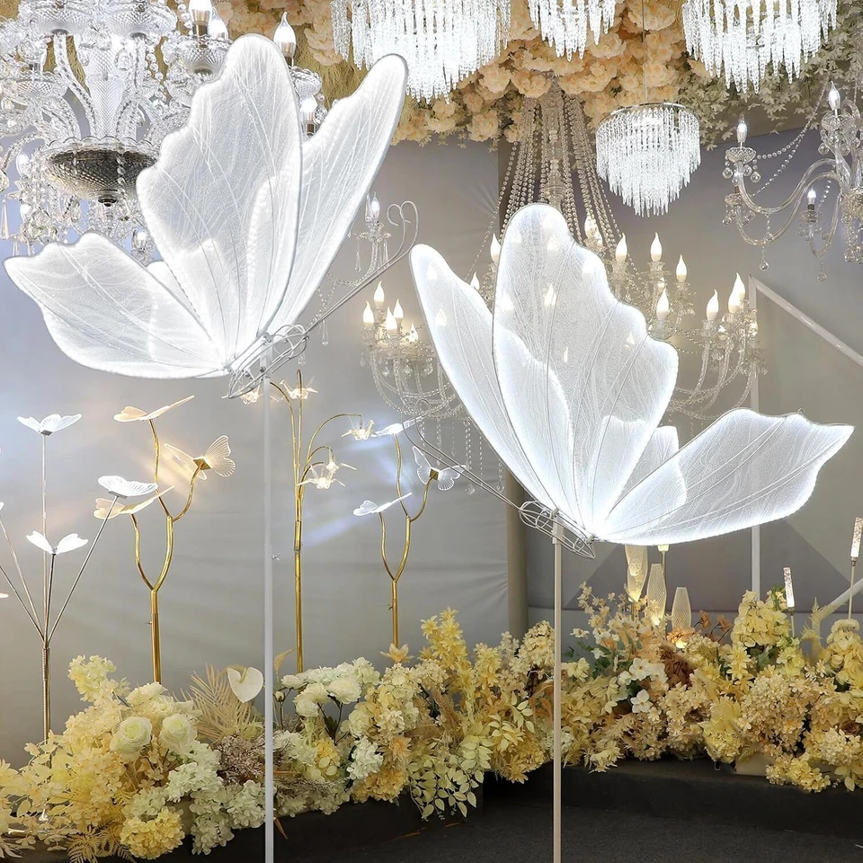 Lámpara de pie 2 PIEZAS LED con luz para boda mariposa decoración de lugar creativo lámpara mariposa Foto 1 de 4