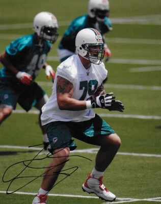 *JAKE LONG*FIRMADO*AUTOGRAFIADO*NOVATO*FOTO*MIAMI*DELFINES*NFL*FÚTBOL*CERTIFICADO DE AUTENTICIDAD*8"x10 Foto 1 de 2