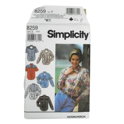 Simplicity 8259 Misses Western Shirt Pattern Size 18-22 Uncut Keyhole Bib Concho - Image 1 of 4