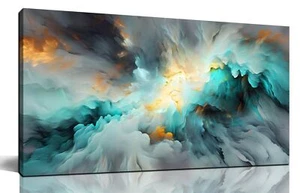 LAOTOART Abstract Posters Home Wall Decor for Living Room - Modern Teal Wall ... - Picture 1 of 7
