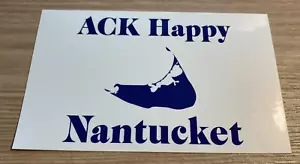 Pegatina Vinilo Brillante ACK Happy Nantucket 5 x 3 Rectángulo *NUEVA* - Imagen 1 de 1