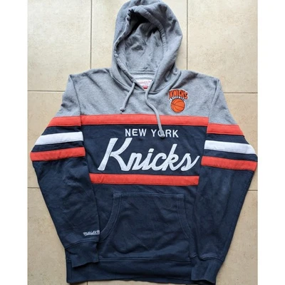 Moletom com capuz New York Knicks Mitchell NESS Coach Script cinza L NBA vintage - Imagem 1 de 3