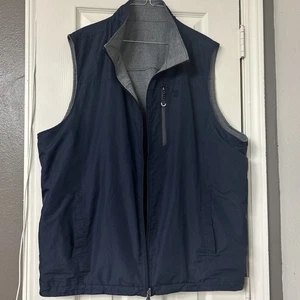 Izod Reversible Fleece Logo Vest w/ Zipper Pocket Blue Gray Men's Size S - Picture 1 of 7