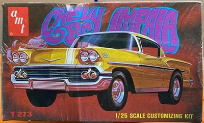 1:25 1958 Chevy Impala model / AMT / 1969 issue Kit#T273 (sealed see Pictures) - Image 1 of 4