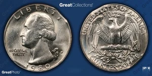 MS66 ERROR!!! 1980 D Washington DOUBLE CLIP 5.47g    From the Rippere Collection - Picture 1 of 3