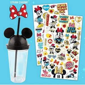 Disney Minnie Mouse Tumbler DIY Design Kit 100 Waterproof Stickers Straw Charm - Picture 1 of 4