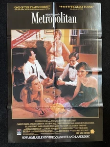 Vintage 1990 Metropolitan Movie Poster 40” X 27” Video Store Promo Whit Stillman - Picture 1 of 7