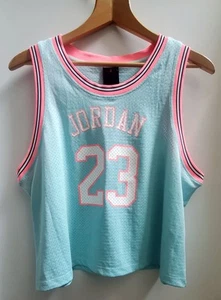 NIKE JORDAN Jumpman Jersey Scoop Tank NWT 23 Aqua/Hot Pink NWT1X WOM Loose Fit - Picture 1 of 11