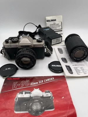 Cámara fotográfica Kalimar K-90 con lente de 50 mm, lente de 80-200 mm y flash automático 175a Foto 1 de 4