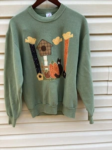 Vintage Sweatshirt mit Rundhalsausschnitt Herbst Kürbis Ernte grün Größe Medium hergestellt in den USA - Bild 1 von 6