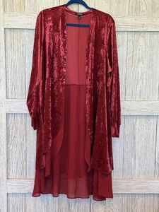 Torrid Women's Velvet Chiffon Mix Kimono Jacket Coat Red Plus Size 2 - Picture 1 of 6