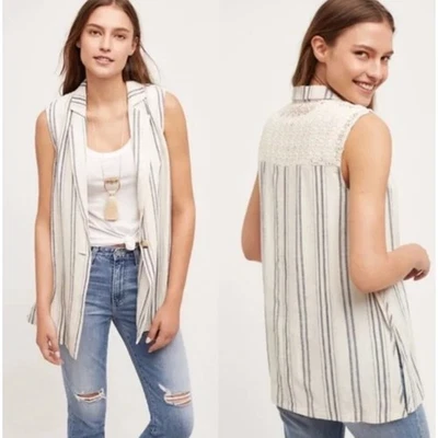 NUEVO Chaleco sin mangas Elevenses Anthropologie para mujer minarete mezcla de lino XS Foto 1 de 4