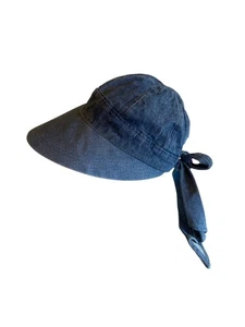 Denim Sun Hat With Tie Back Y2K Casual Hippie 70s Inspired - Picture 1 of 5