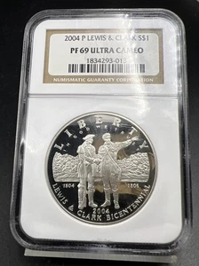 2004 P Silver Commemorative Lewis & Clark Dollar Coin NGC PF69 UCAM Proof - Picture 1 of 7