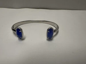 KENDRA SCOTT ELTON CUFF BRACELET SILVER DARK BLUE FACETED STONES- EUC - Picture 1 of 4