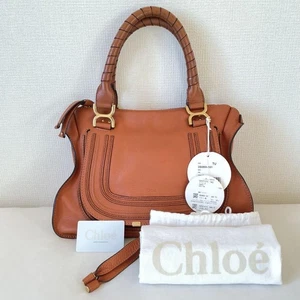Chloe Marcie Women's Shoulder Bag Orange Leather Grained calfskin - Picture 1 of 18