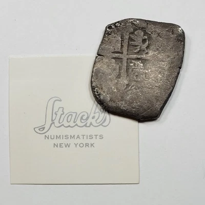 1713 Mexico Cob 8 Reales 25.4g Mo J with Vintage 1990's Stack's Tag! *K1054 - Image 1 of 4