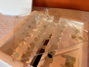 "Juego de ajedrez cristal transparente/nublado 9,5"" cuadrado nuevo stock antiguo" - Imagen 1 de 3