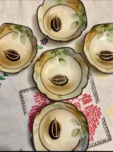 Juego de 5 cuencos de tuerca Nippon Morimura de 3" pintados a mano años 20-30 - Imagen 1 de 3