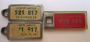 DAV - DISABLED AMERICAN VETERANS MINI LIC. KEY TAGS, ILLINOIS 1957 & 1956 (PAIR) - Picture 1 of 2