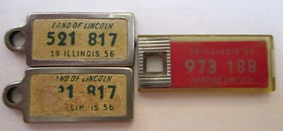 DAV - DISABLED AMERICAN VETERANS MINI LIC. KEY TAGS, ILLINOIS 1957 & 1956 (PAIR) - Image 1 of 2
