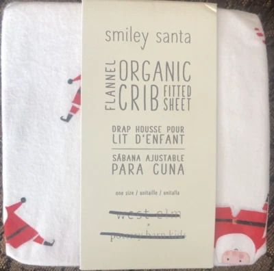 Sábana Ajustable West Elm X Pottery Barn Niños Franela Smiley Santa Cuna, Navidad Foto 1 de 2