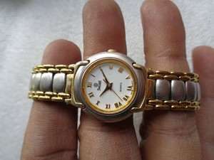 RARE TIMEPIECE SWISTAR ROMAN NUMERALS WHITE DIAL 2 TONE LADIES QUARTZ WRISTWATCH