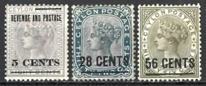 CEYLON QV 1885 SURCHARGE VALUES X 3 MINT - Picture 1 of 2