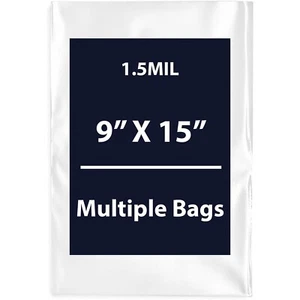 1.5Mil 9" X 15" | LDPE Clear Flat Poly Bags, Flexible & Durable | Multiple Bags - Imagen 1 de 15