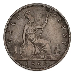 GRAN BRETAGNA Victoria Half Penny 1863, contromarca countermark M - Imagen 1 de 2