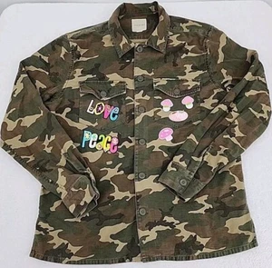 American Eagle Men's Large Camo Button Up Shirt/Jacket Patches Upcycled Custom - Picture 1 of 23