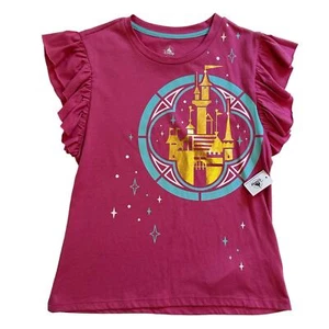 NWT Disney Sleeping Beauty Castle Flutter Sleeve Tee Girls 11-12 - Picture 1 of 7