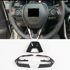 3*Carbon fiber ABS Steering Wheel Button Cover Trim Fit For Toyot@ Rav4 2019-20