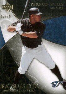 2007 Exquisite Collection Rookie Signatures Gold #92 Vernon Wells /75  
