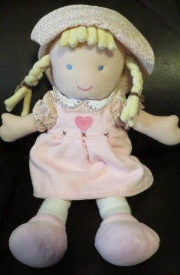 Carters Doll Pink Corduroy Dress Heart Hat Blonde Hair Braids Lovey #49009 RARE - Image 1 of 3