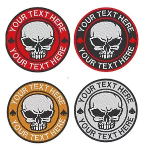 Logo Teschio Personalizzato Ricamato Moto Biker Cucito su Toppa Rotonda CP-08 - Foto 1 di 11