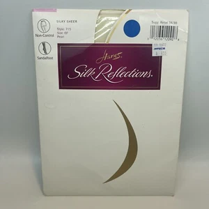Y2K Hanes Nylon Pantyhose Silky Sheer Sandalfoot Pearl Plus Size EF - Picture 1 of 6